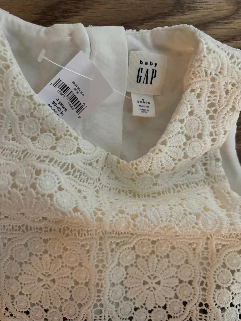 GAP Cream Crochet Bodice Gray Polka Dot Skirt Dress